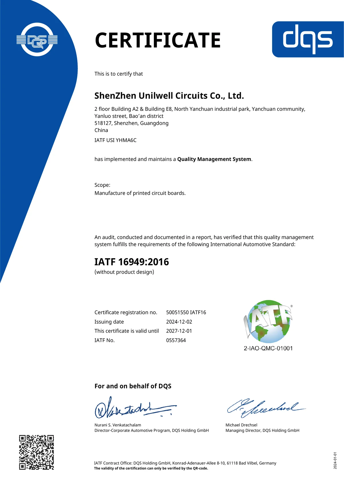 Certificat IATF 16949:2016