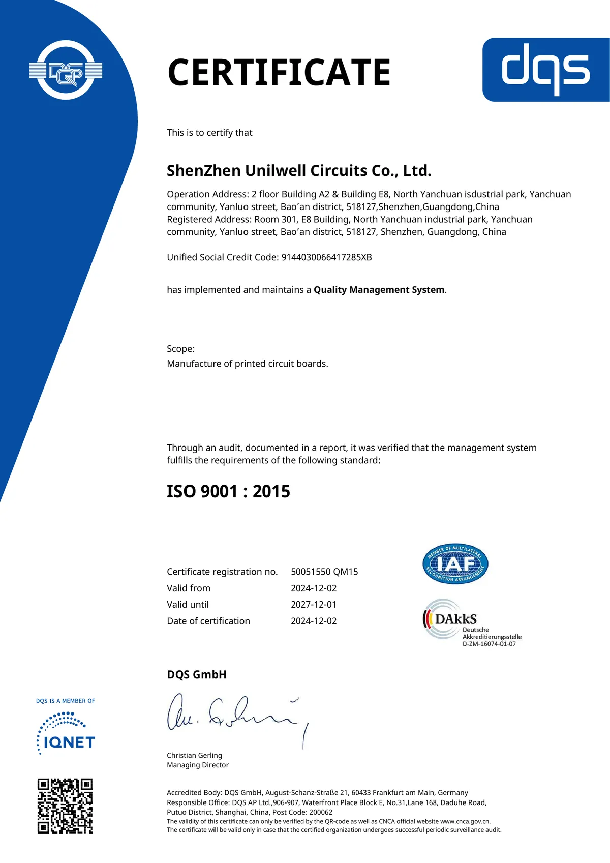 Certificat ISO 9001:2015