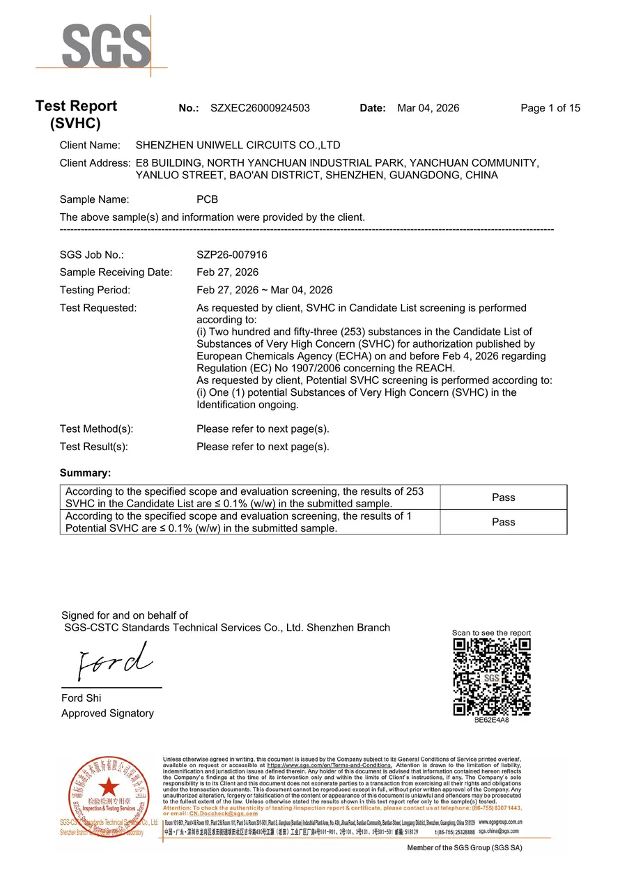 Certificat REACH