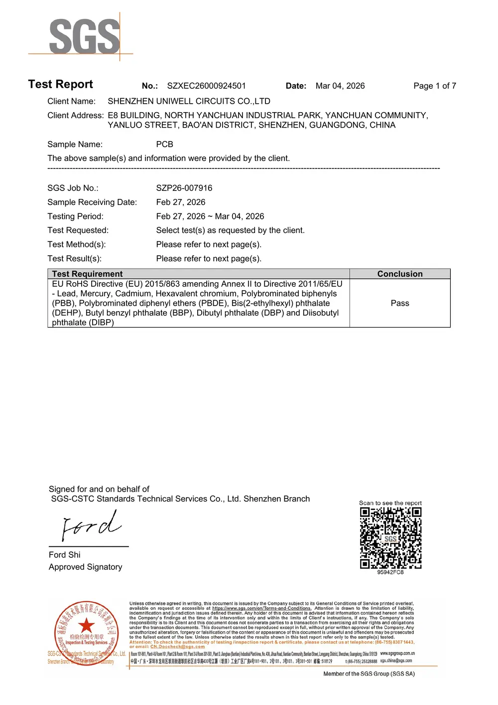 Certificat RoHS